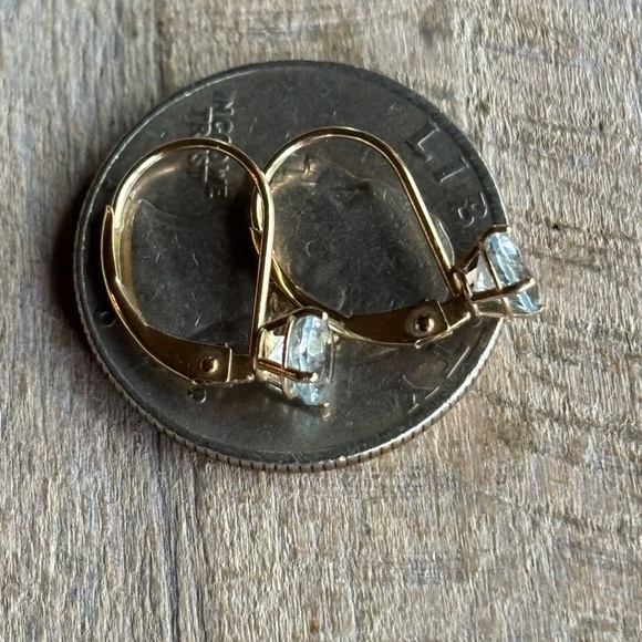 10k Gold Aquamarine Drop Earrings - Picture 4 of 7
